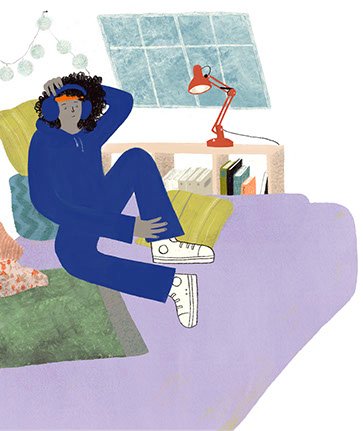 Illustration Person listening to music